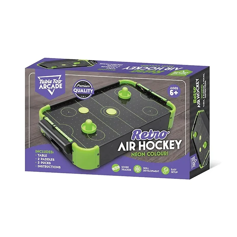 Tradeopia Tabletop Neon Retro Mini Air Hockey Game