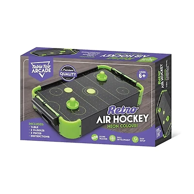 Tradeopia Tabletop Neon Retro Mini Air Hockey Game