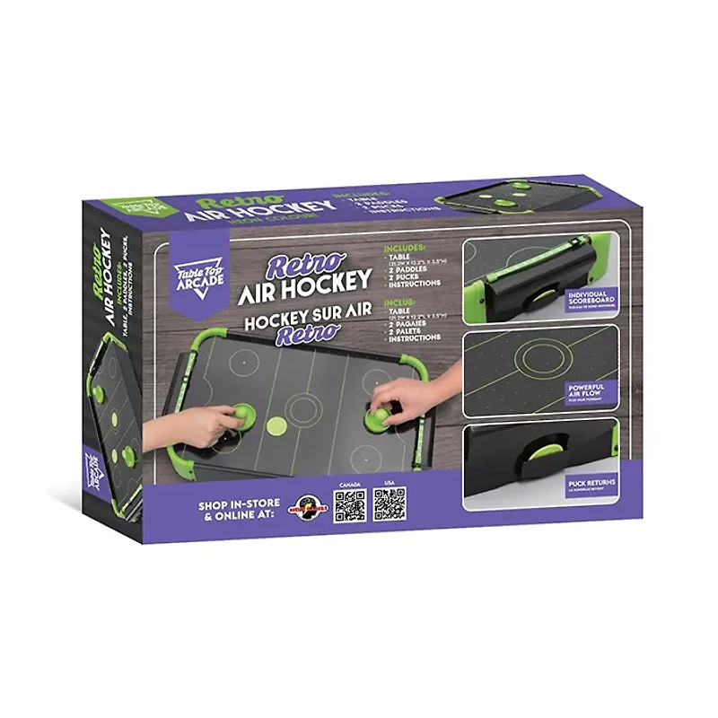 Tradeopia Tabletop Neon Retro Mini Air Hockey Game