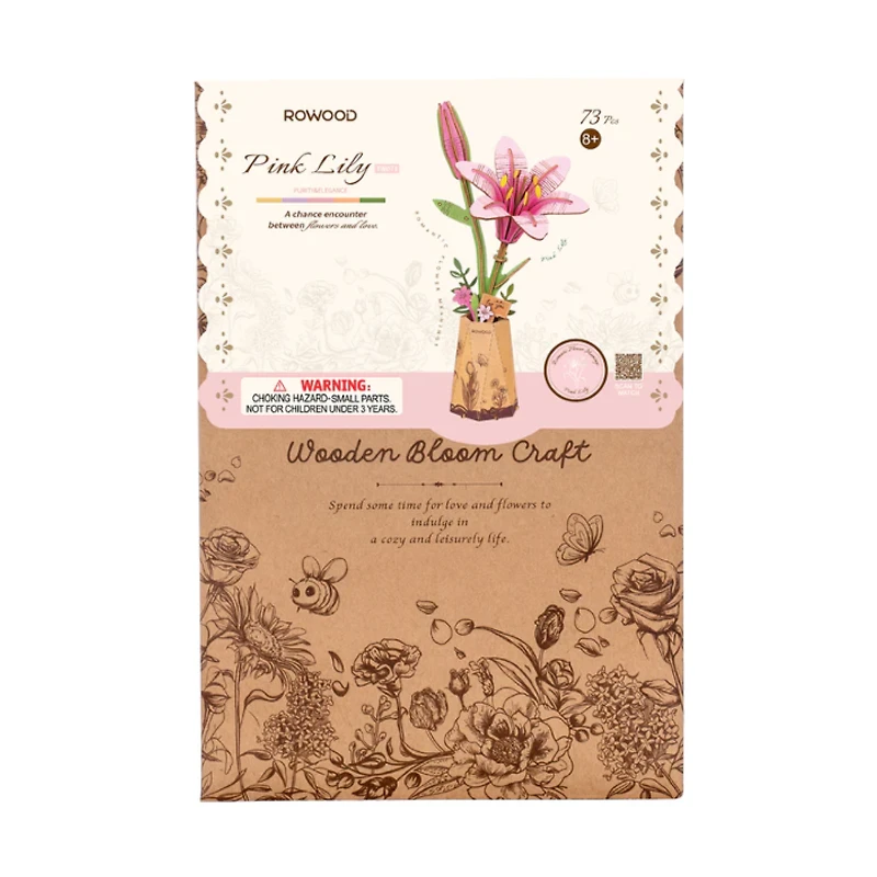 Rowood DIY Wooden Flower Pink Lily