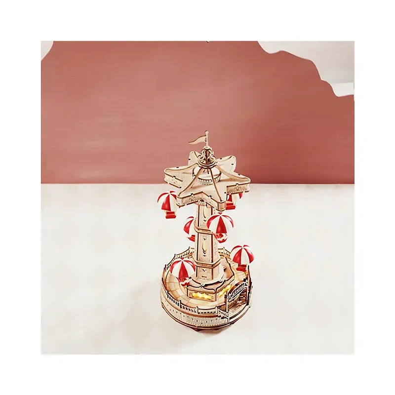 Robotime Parachute Tower DIY Music Box 3D Wooden Puzzle