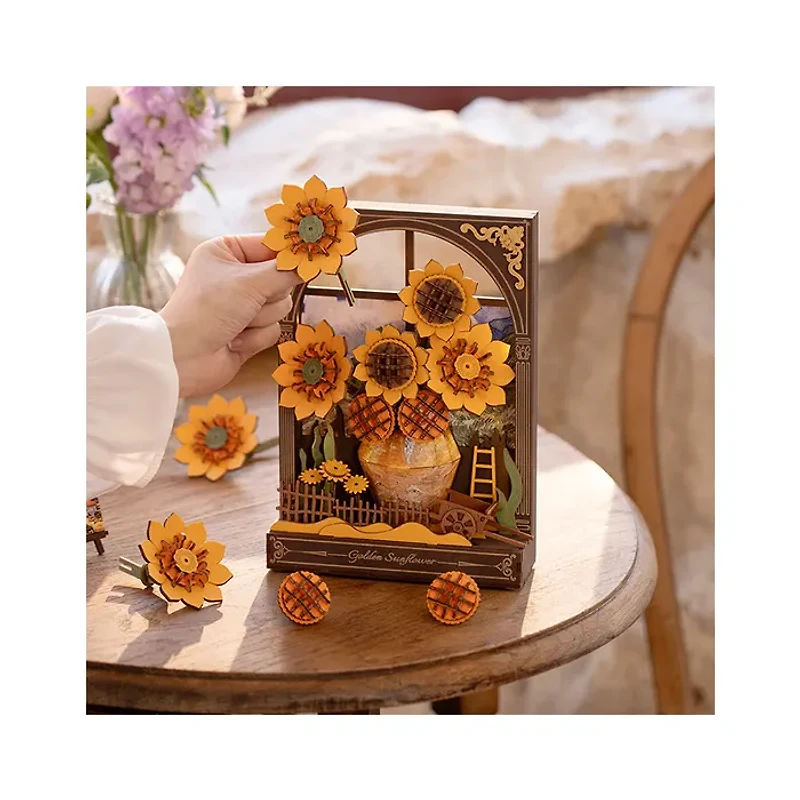 Rolife Golden Sunflower Wall Art 3D Wooden Puzzle