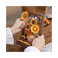 Rolife Golden Sunflower Wall Art 3D Wooden Puzzle
