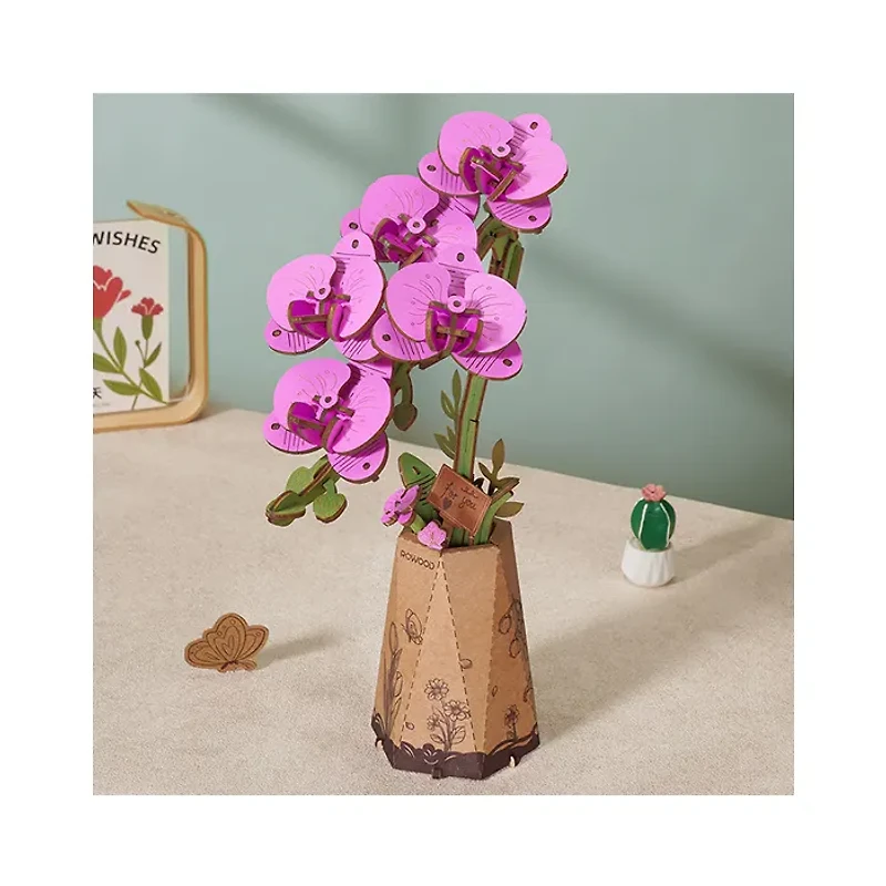 Robotime Purple Moth Orchid DIY Flower 3D Wooden Puzzle