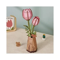 Robotime Pink Tulip DIY Flower 3D Wooden Puzzle