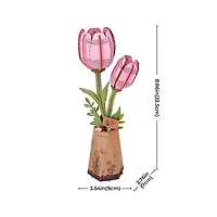 Robotime Pink Tulip DIY Flower 3D Wooden Puzzle