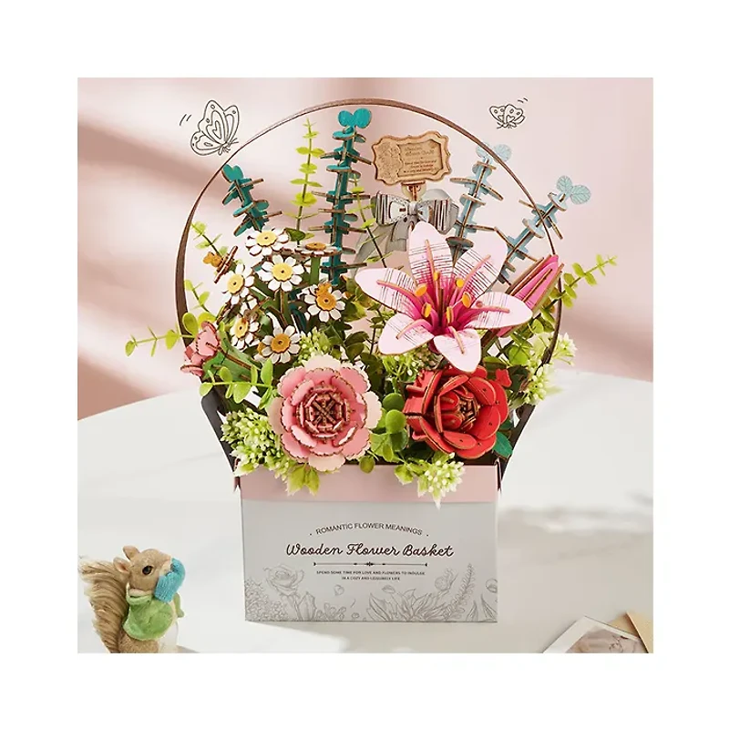 Robotime Wooden Flower Basket DIY 3D Puzzle