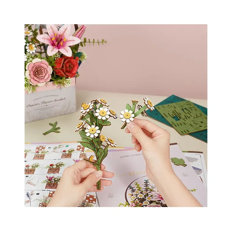Robotime Wooden Flower Basket DIY 3D Puzzle