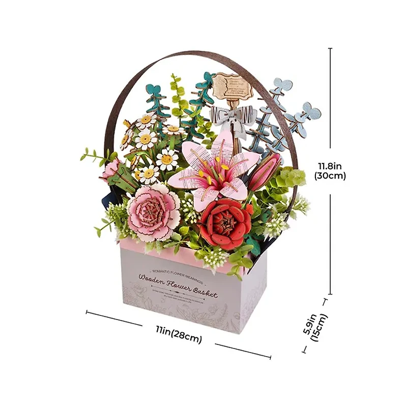 Robotime Wooden Flower Basket DIY 3D Puzzle