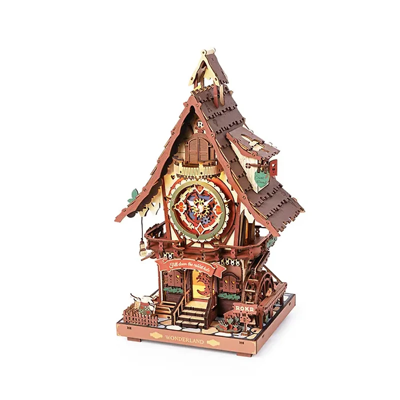 Robotime Cuckoo Brown Clock Mechanical 3D Wooden