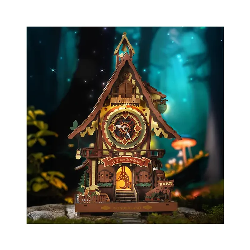 Robotime Cuckoo Brown Clock Mechanical 3D Wooden