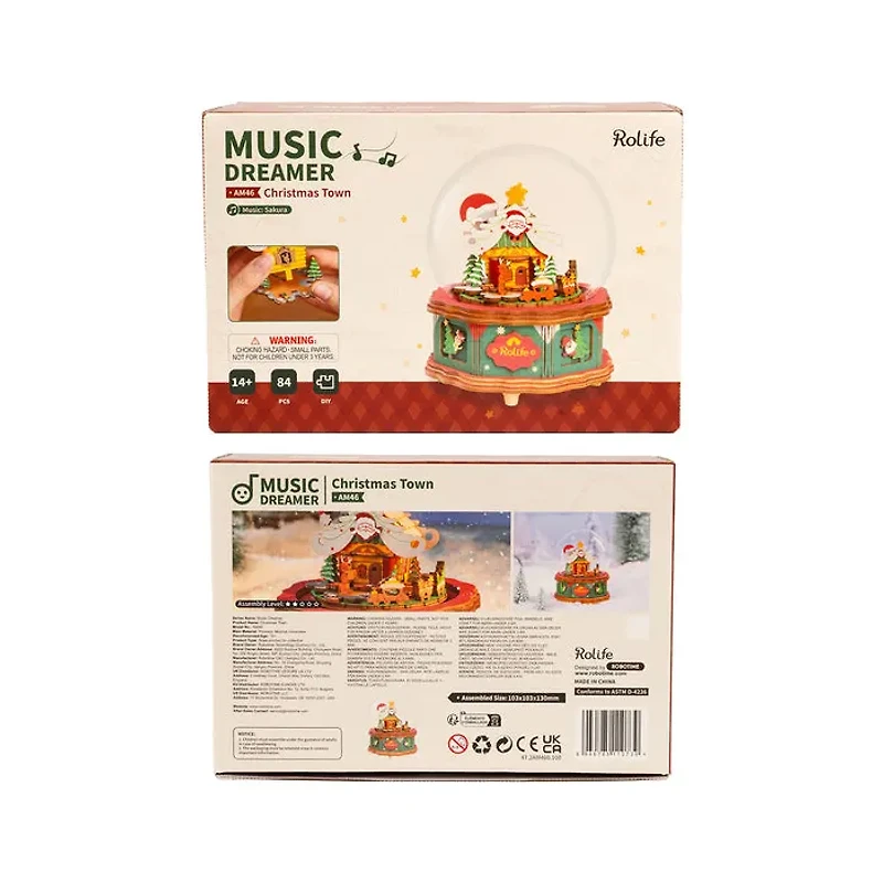 Robotime Rolife Christmas Town Music Box