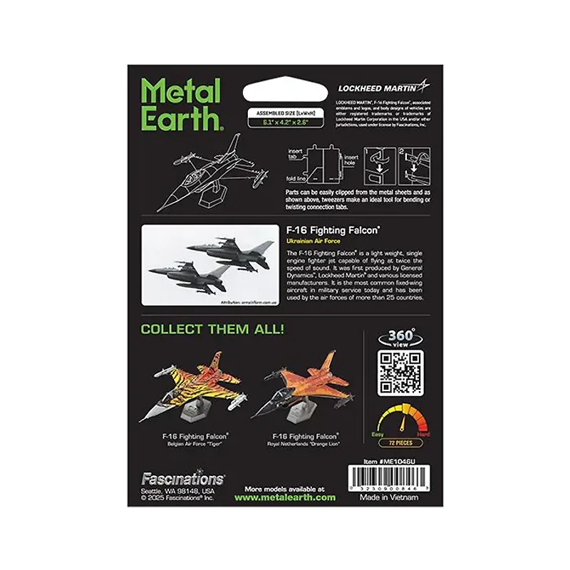 Metal Earth F-16 Fighting Falcon Ukrainian Air Force 3D Metal Model Kit
