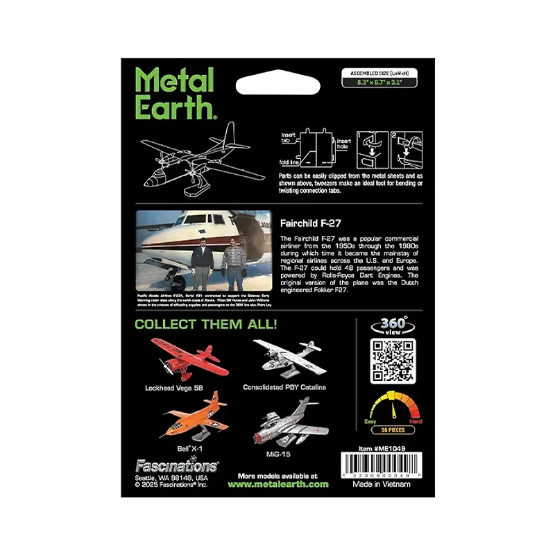 Metal Earth Fairchild F-27 3D Metal Model Kit