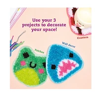 Latch Hook Animals: Red Panda, Frog & Shark