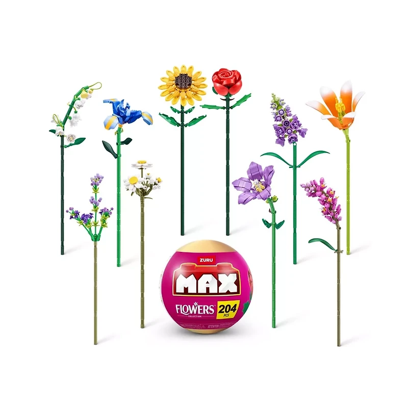 MAX Premium Bricks Flowers 15-Piece Buildable Floral Mini Set