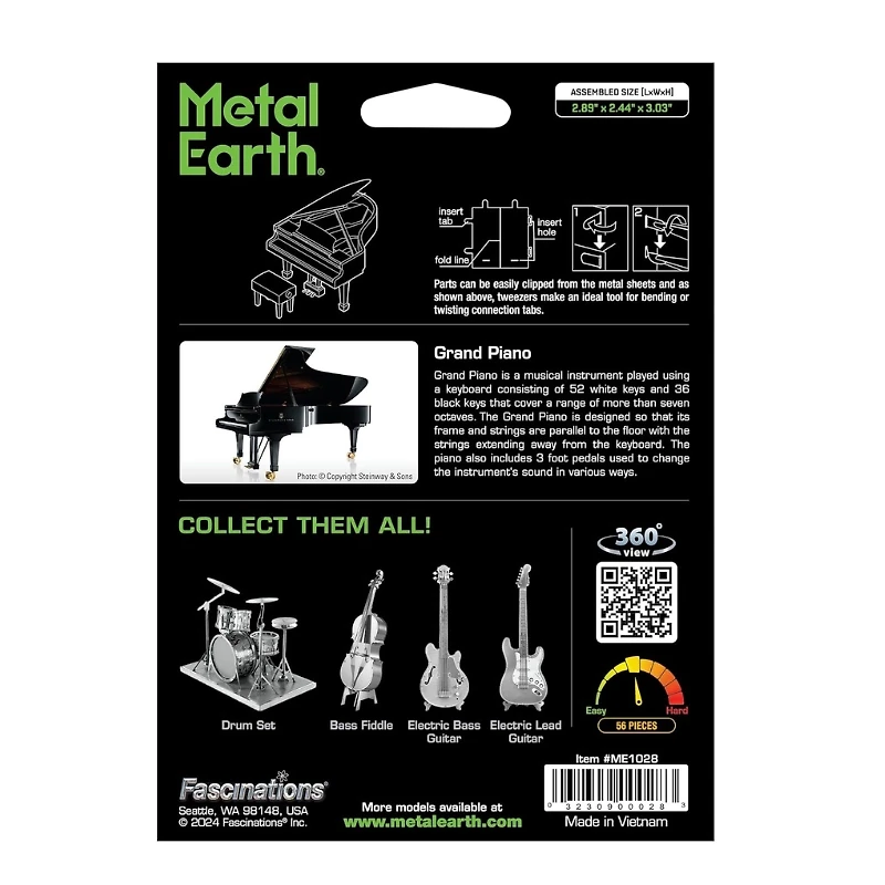 Metal Earth Grand Piano Color Metal Model Kit Fascinations