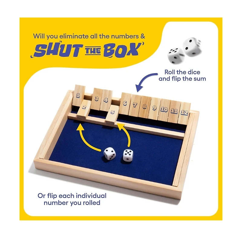 Shut The Box by Relatable, The Classic Choice for Tabletop Games, Math Games, Board Games