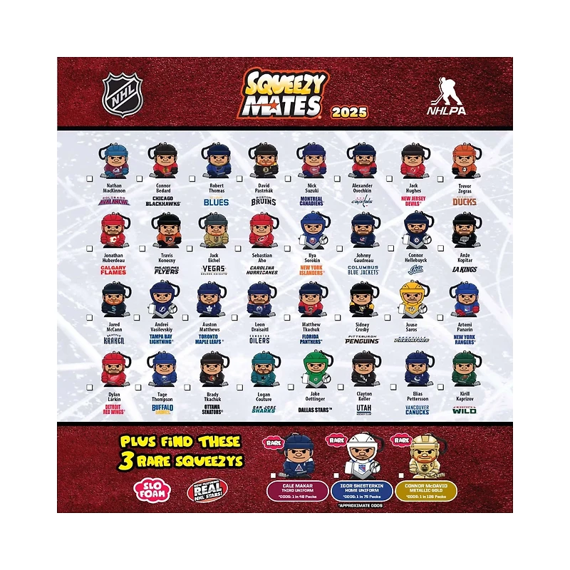 SqueezyMates 2025 NHL Slo-Foam Hockey Figures Blind Pack