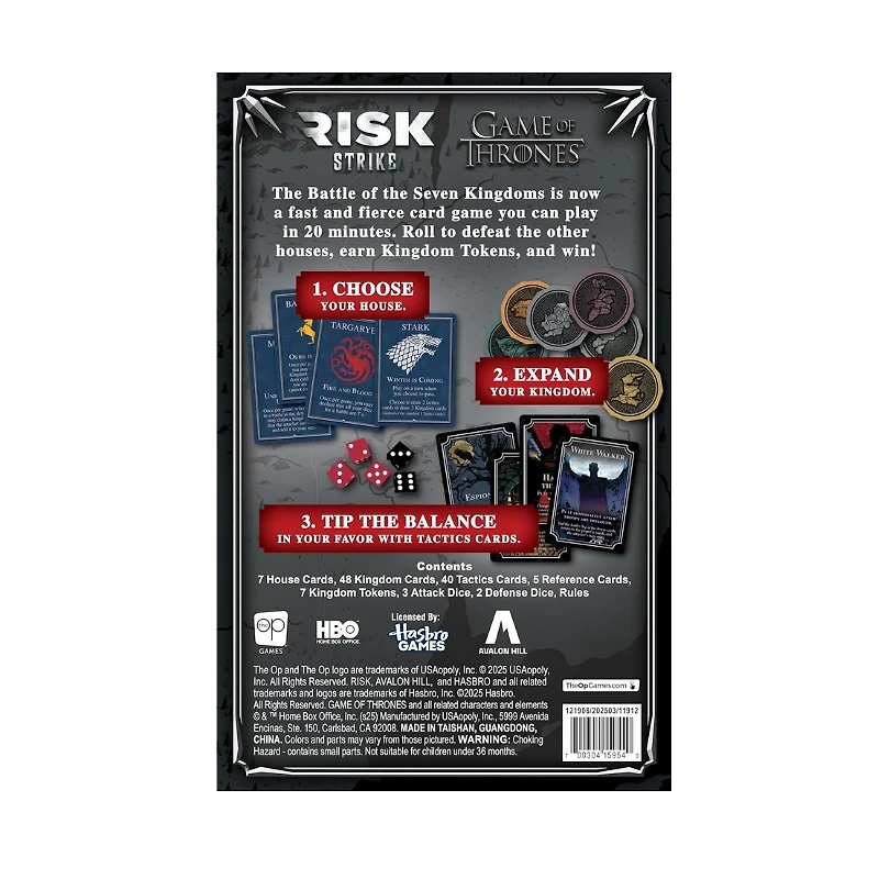 Risk Strike: Game of Thrones Edition, Fast Strategy Card and Dice Game