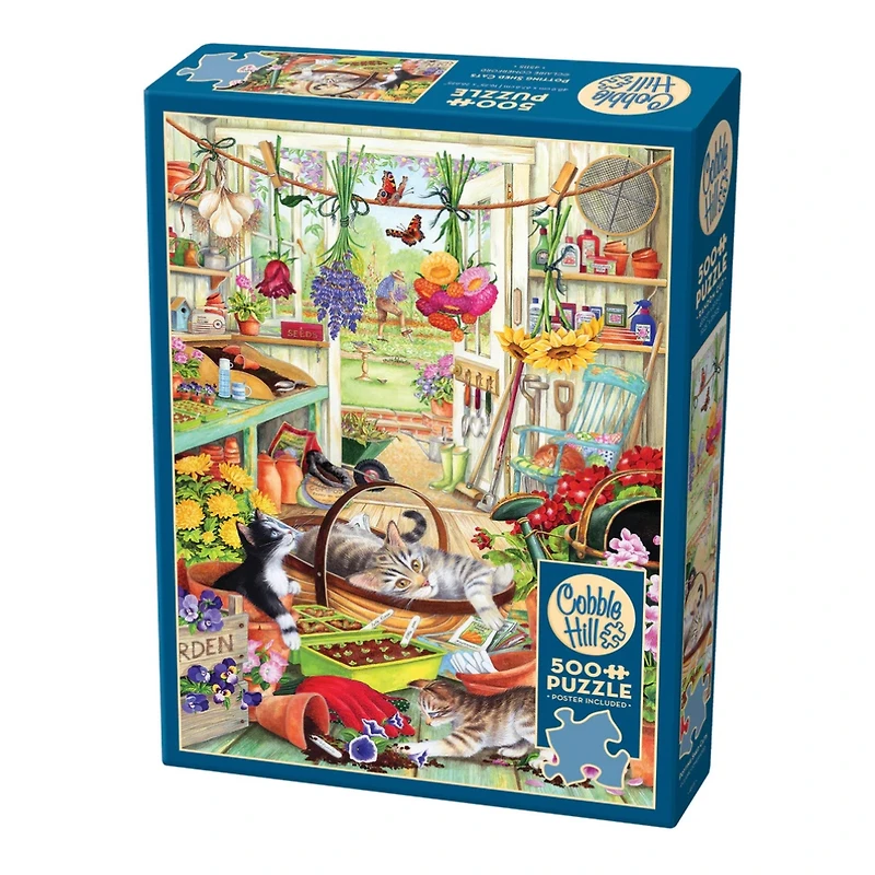 Cobble Hill Potting Shed Cats 500 Pieces Puzzle