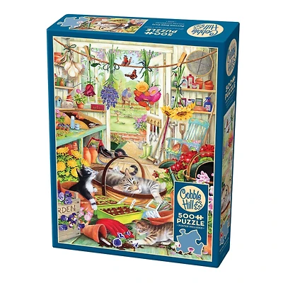 Cobble Hill Potting Shed Cats 500 Pieces Puzzle