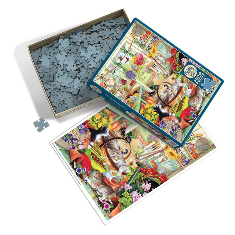 Cobble Hill Potting Shed Cats 500 Pieces Puzzle