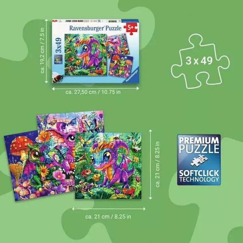 Ravensburger Baby Garden Dragons Jigsaw Puzzle 3×49 Pieces