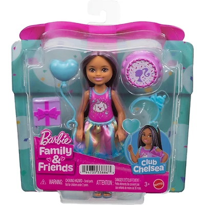 Mattel Barbie Club Chelsea Birthday-Themed with Party Accessories Brunette Hair