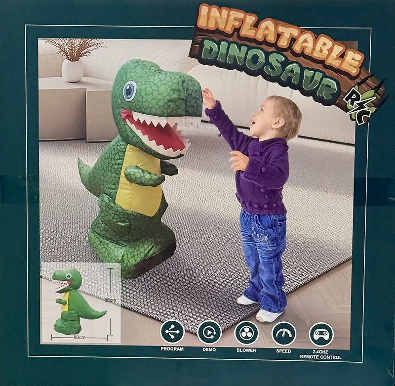 R/C Inflatable Green Dinosaur Toy – Remote Control Walking Dino with Sound & Movement
