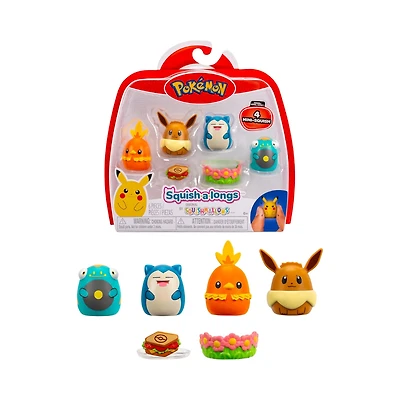 POKEMON Squish alongs 4-pack – Eevee, Snorlax, Bellibolt, Torchic