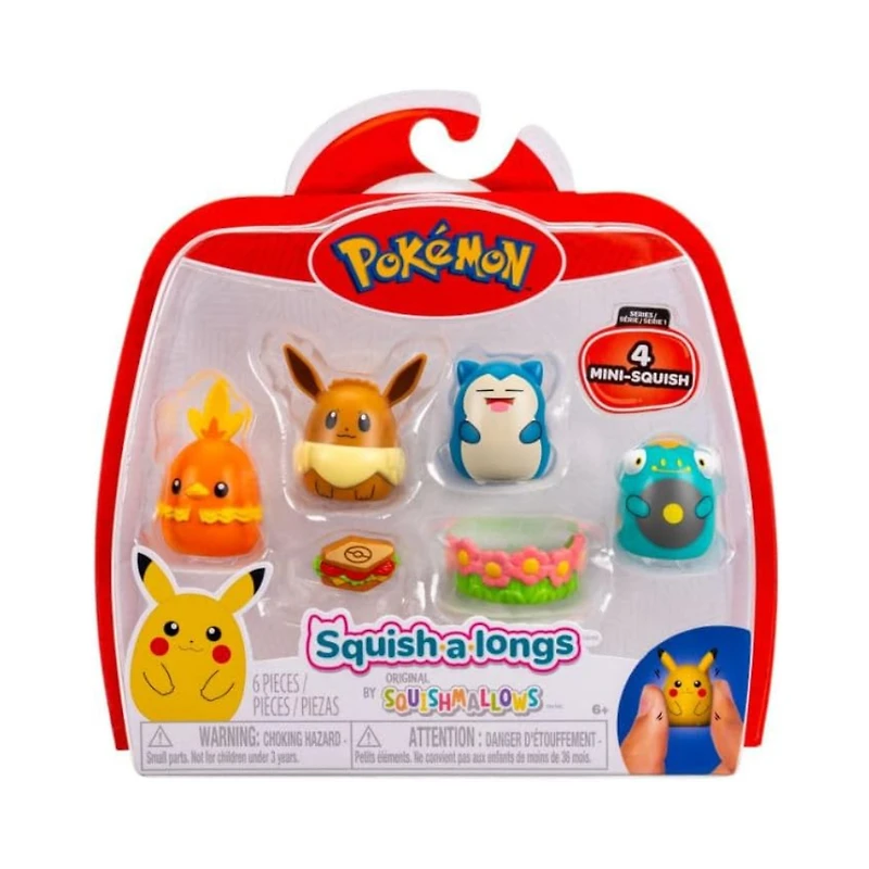 POKEMON Squish alongs 4-pack – Eevee, Snorlax, Bellibolt, Torchic