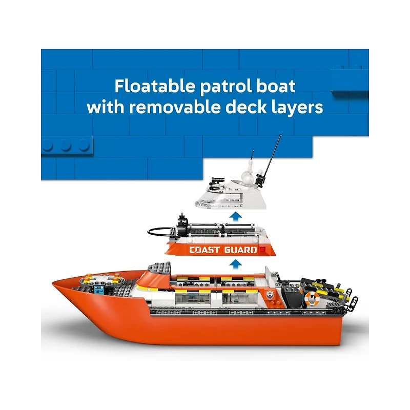 LEGO City Coast Guard Rescue Boat & Helicopter 742 Piece