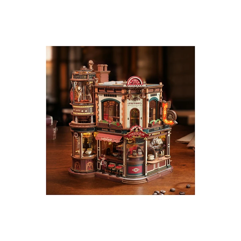 Robotime Dream Coffee Factory Music Box Wooden 3D Puzzle
