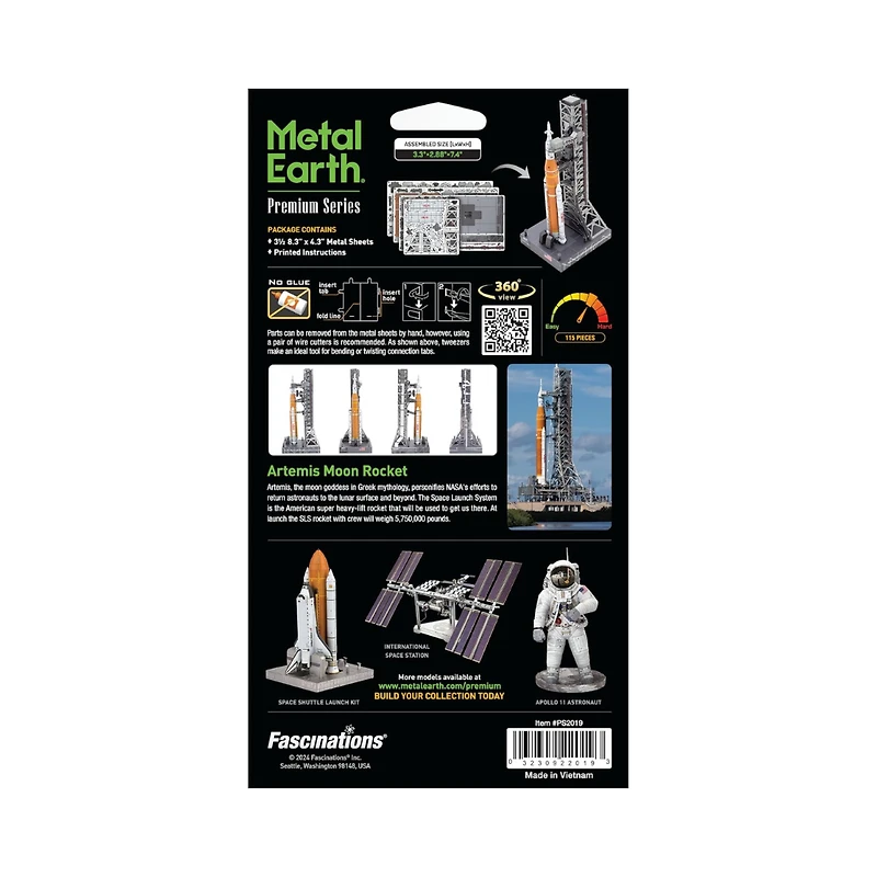 Metal Earth Premium Series Artemis Moon Rocket 3D Metal Model Kit