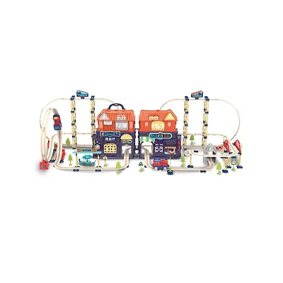 Track City 2-in-1 Portable Train Track Play Set with Storage Case  – 222 Piece
