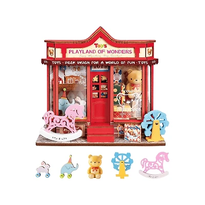 Robotime Rolife Whimsy Toy Shop DIY 3D Wooden Book Nook Puzzle Kit