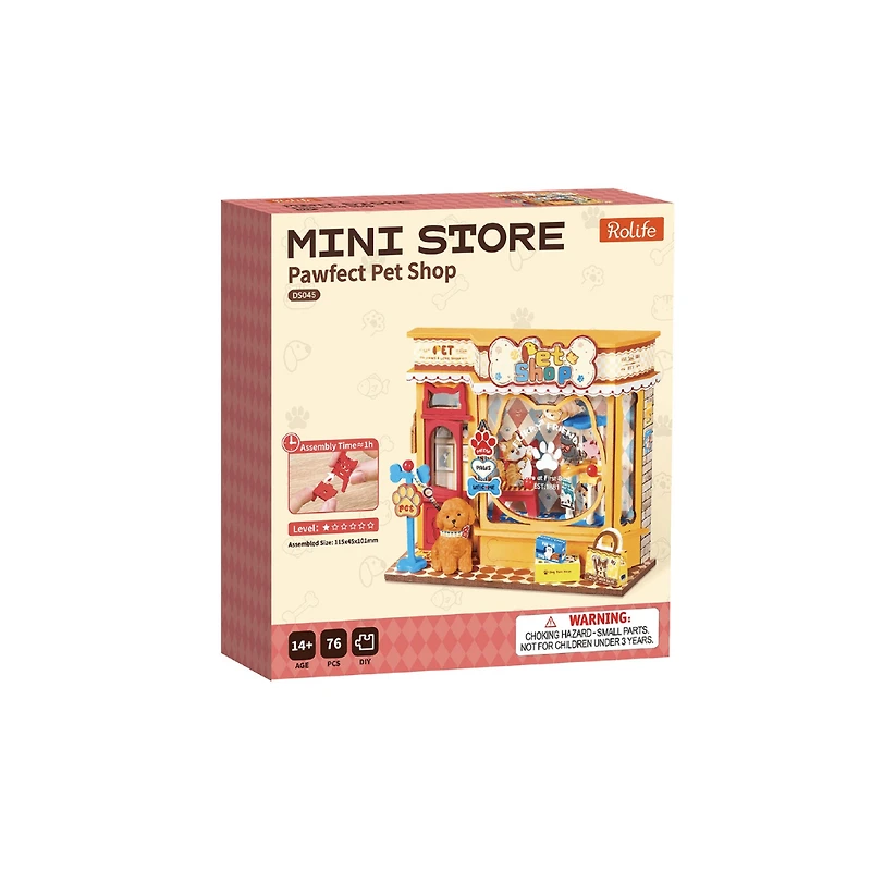 Robotime Rolife Pawfect Pet Shop 3D Wooden Book Nook Kit