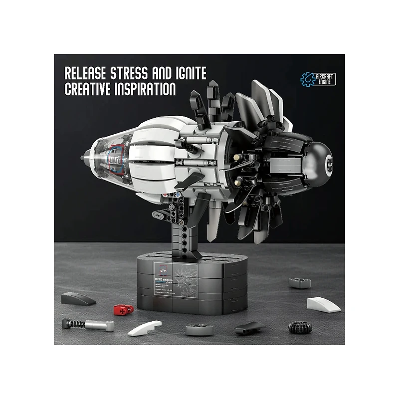 Aircraft Engine with Motor Building Set – 1,351 Pieces