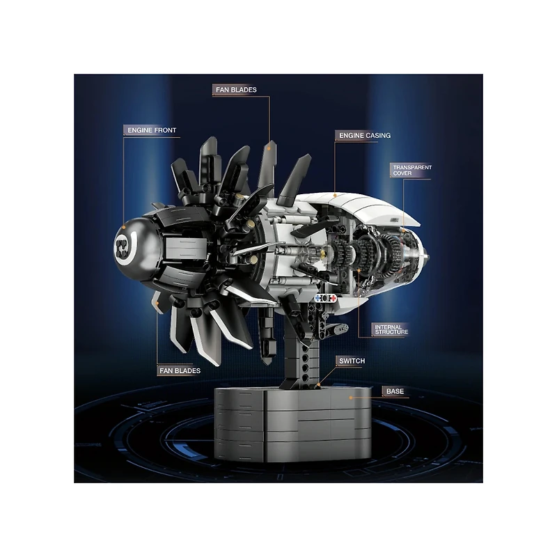 Aircraft Engine with Motor Building Set – 1,351 Pieces