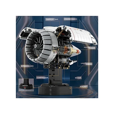 Turbofan Engine with Motor Building Set – 1,813 Pieces