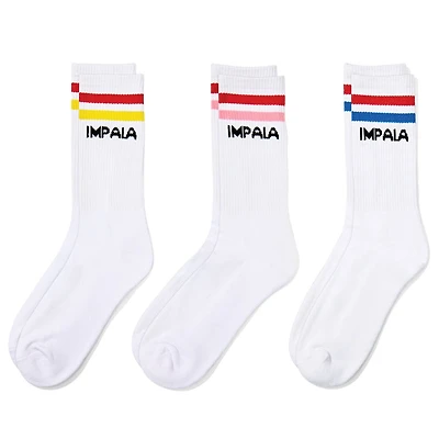 Impala Striped Socks - 3 packs - Pastel Multicolor/black