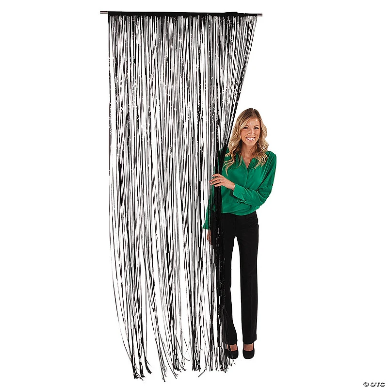 Black Fringe Door Curtain