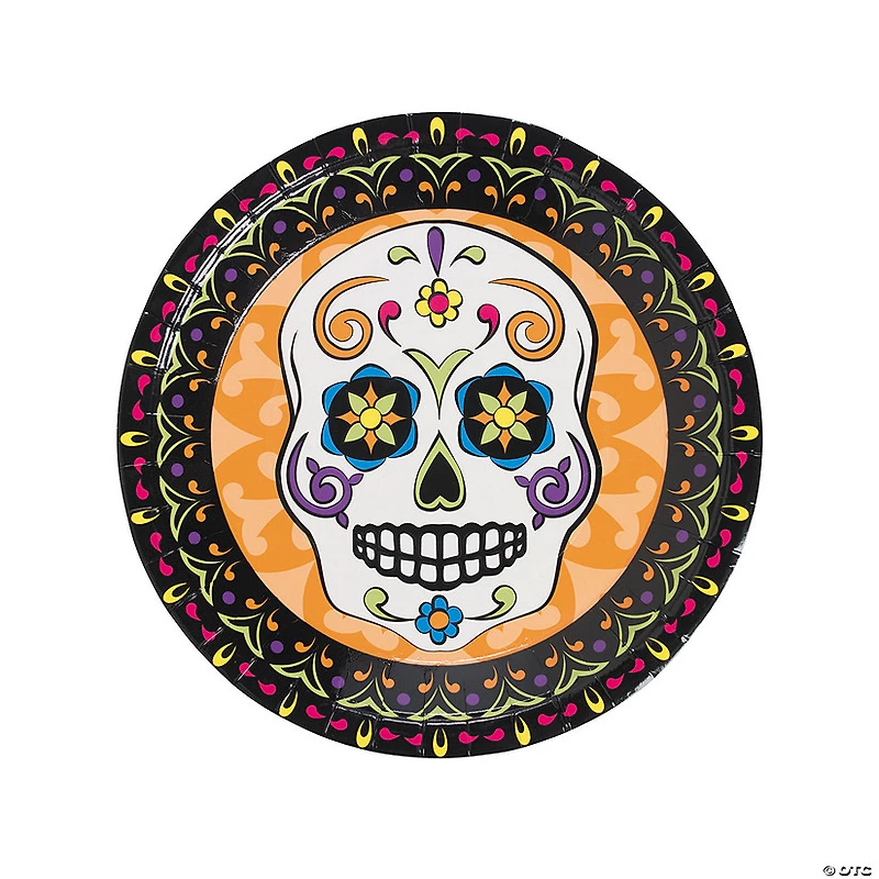 Day of the Dead Party Sugar Skull Paper Dinner Plates - 8 Ct.