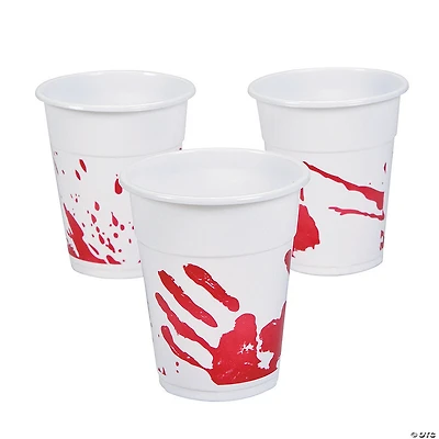 Bulk  50 Pc. Bloody Handprint Halloween Plastic Tumblers