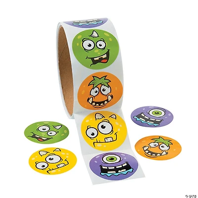 Monster Face Sticker Roll - 100 Pc.
