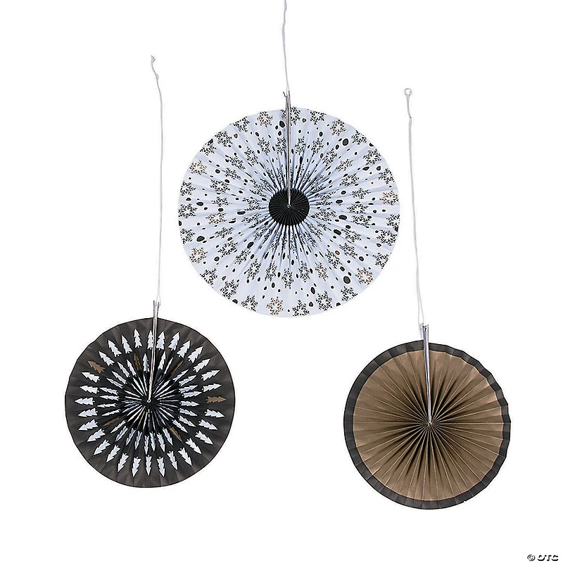 Bold Christmas Paper Hanging Fans - 12 Pc.
