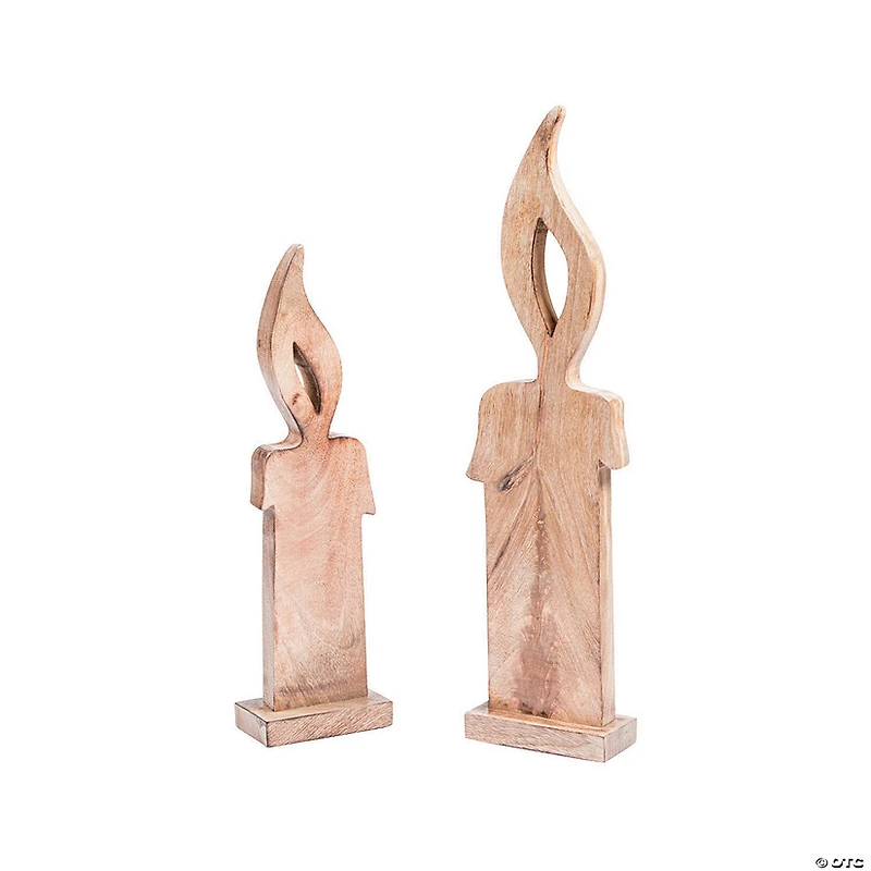 Wood Christmas Candles - 2 Pc.