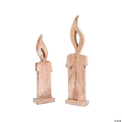 Wood Christmas Candles - 2 Pc.