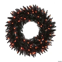 Vickerman 24" Black Fir Christmas Wreath with Orange LED Lights